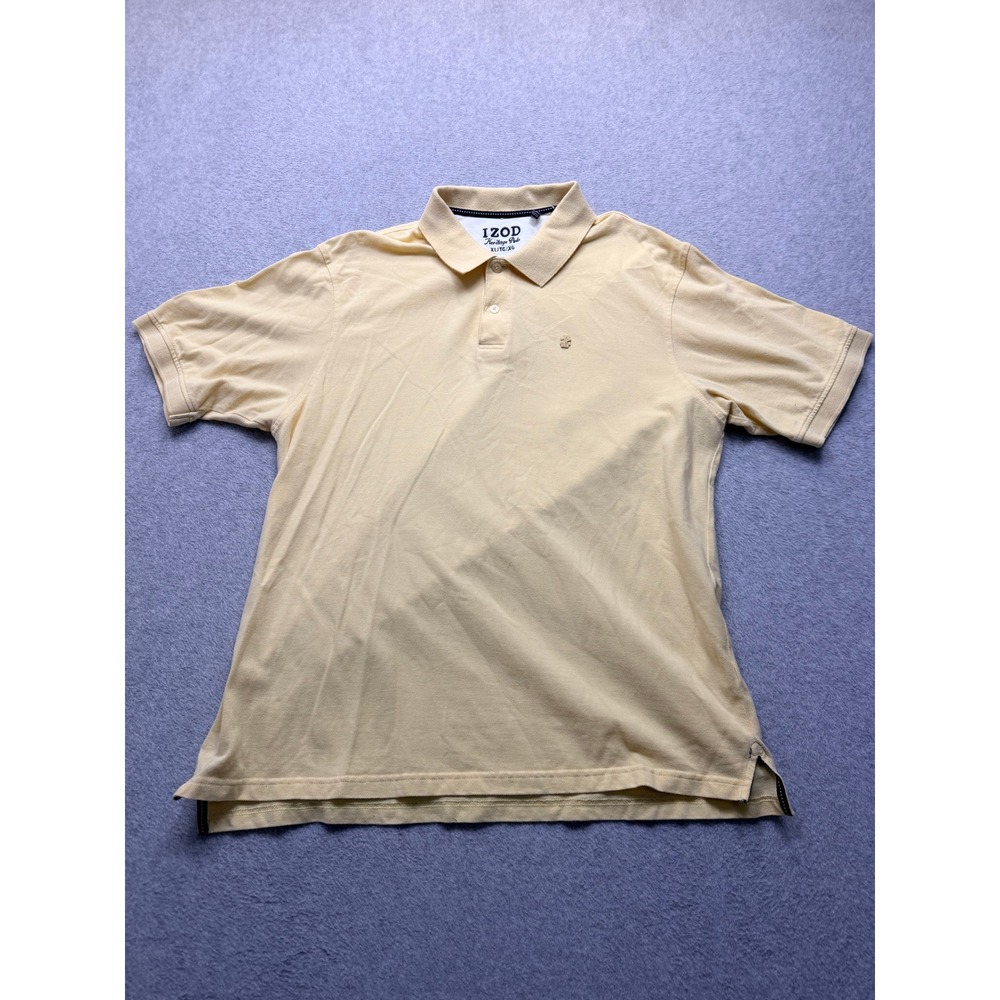 IZOD Heritage Polo Shirt Mens XL Yellow Short Sleeve Cotton Pique Logo 3979